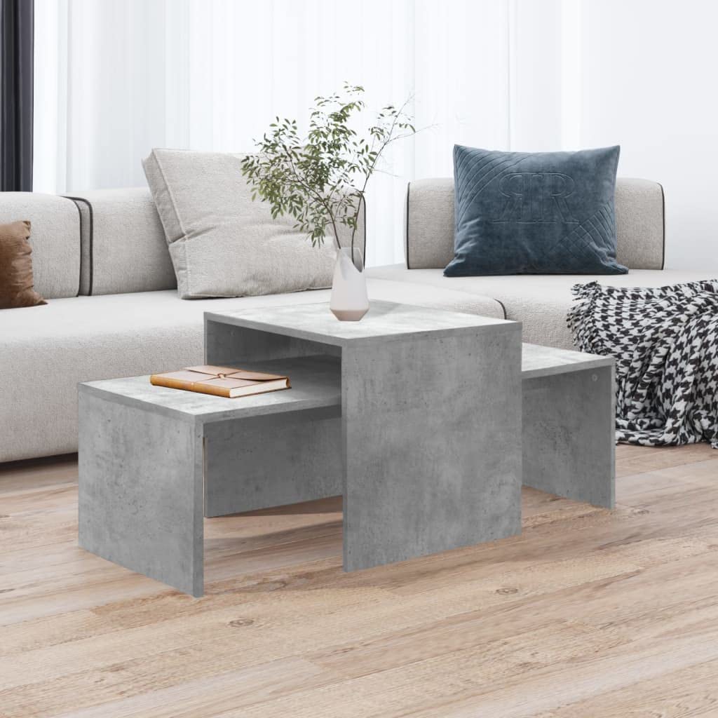 vidaXL Coffee Table Set Home Interior Living Room Furniture Accent Side Tea Couch Sofa Laptop Nesting Stand Concrete Grey Engineered Wood