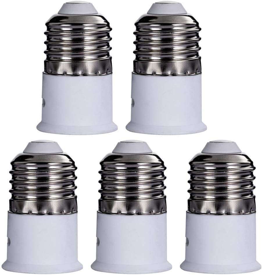 ALARQAM E27 to B22 Lamp Light Bulb Socket Base Converter Lamp Holder Adapter,Pack of 5 Units,Fits LED/CFL Light Bulbs