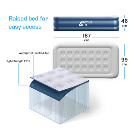 Active Era Luxury Inflatable Mattress - Elevated Air Mattress with Built-in Pump, Raised Pillow & Structured I-Beam Technology (King)