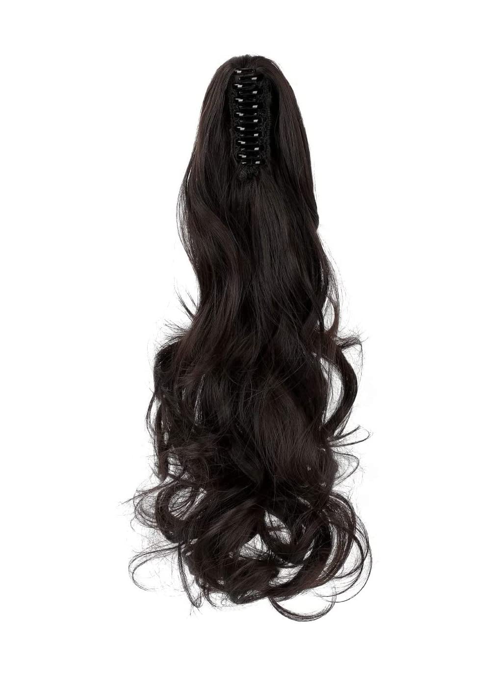 Synthetic Long Straight Claw Ponytail Wigs Clip In AH Tail Hair Ponytail (CURLY, 1B)