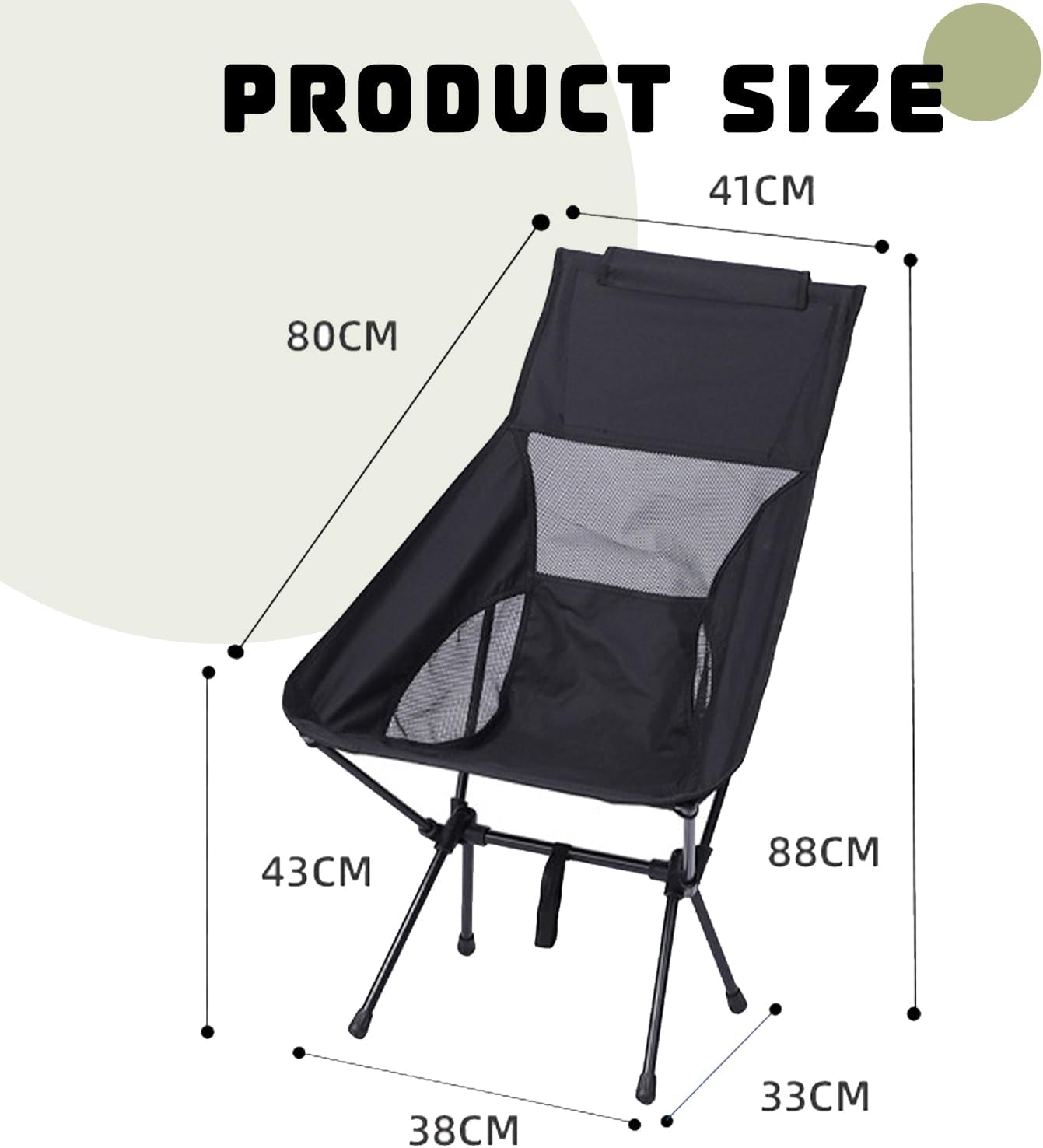 Jorunb Camping Chair for Adults Heavy Duty Outdoor Patio Lawn Chairs Support 350 LBS High Back Padded Oxford with Armrests, Storage Bag, Cup Holder for Fishing, Camping, Foldable (green)