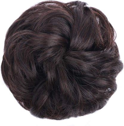 MORICA 1PCS Messy Hair Bun Hair Scrunchies Extension Curly Wavy Messy Synthetic Chignon for Women (12AH613(Light Golden Brown & Lightest Blonde))