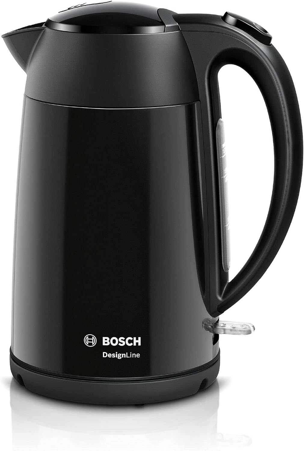 Bosch DesignLine Stainless Steel Cordless Kettle, 1.7 Litres, 3000W - Black, TWK3P423GB, 1 Year Manufacturer Warranty