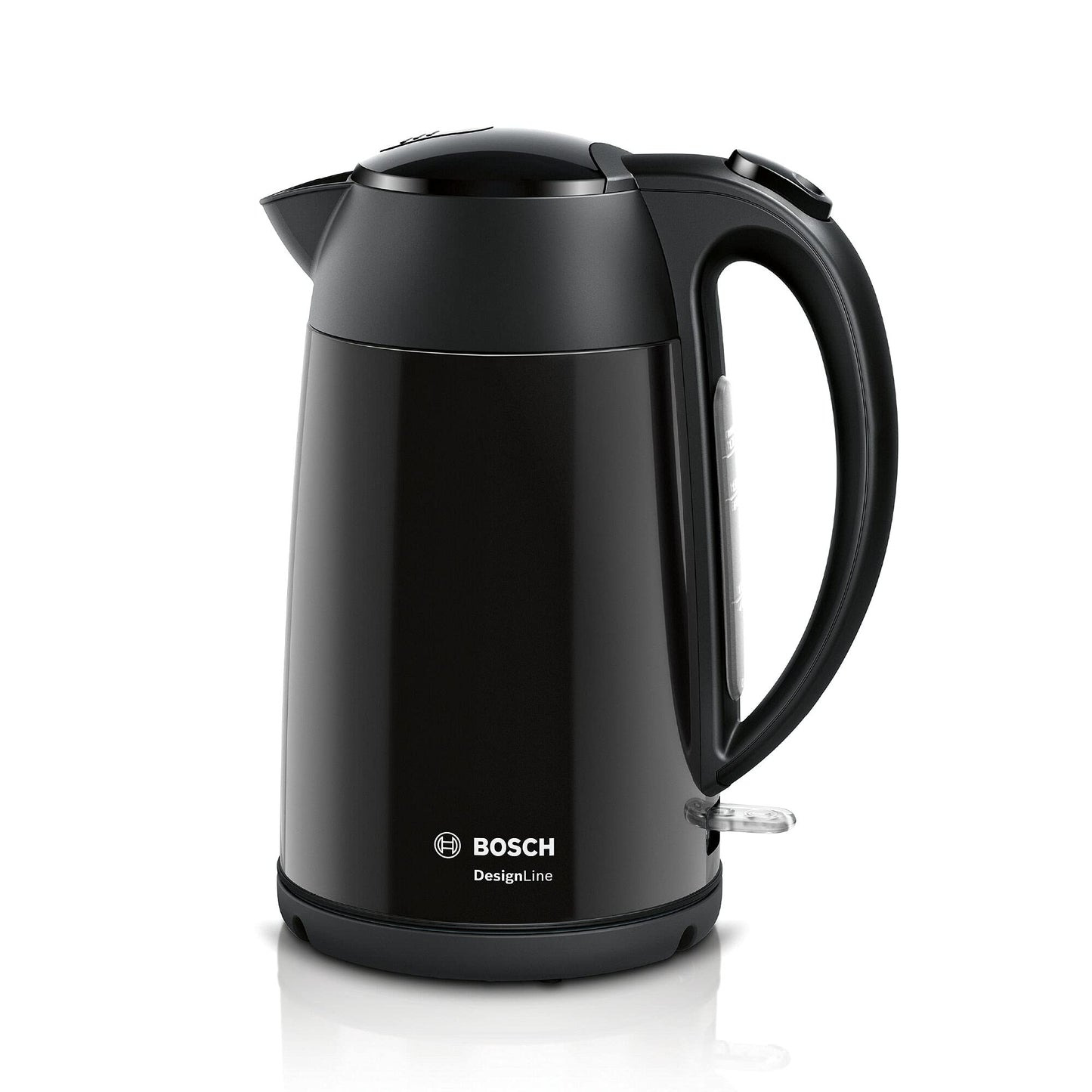 Bosch DesignLine Stainless Steel Cordless Kettle, 1.7 Litres, 3000W - Black, TWK3P423GB, 1 Year Manufacturer Warranty