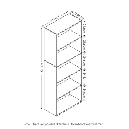 Furinno 5-Tier Reversible Color Open Shelf Bookcase, White/Pink 11055WH/PI