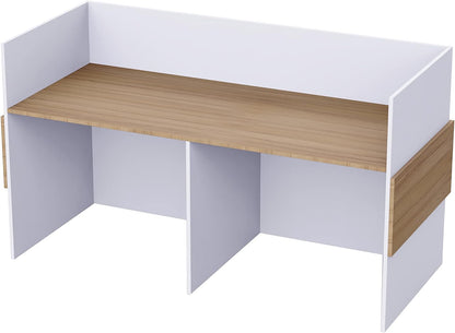 Mahmayi REC-2 Designer Reception Desk For Office Space, Front Office Desk (White-Coco Bolo)