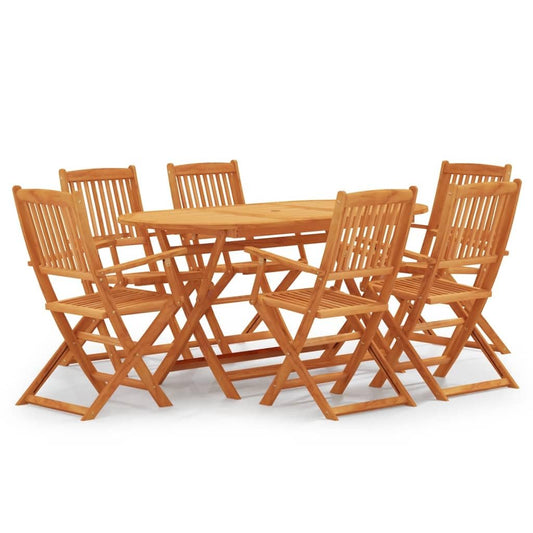 vidaXL Folding Outdoor Dining Set 7 Piece Outdoor Patio Terrance Backyard Furniture Wooden Dining Dinner Table and Chair Seat Solid Eucalyptus Wood