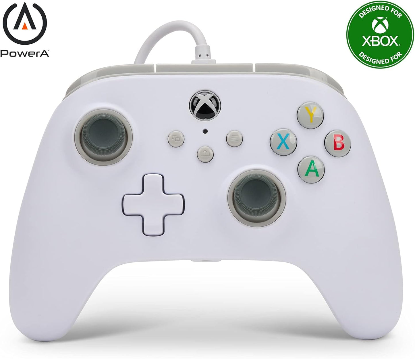 PowerA Wired Controller for Xbox Series X|S - White, gamepad, wired video game controller, gaming controller, works with Xbox One - Xbox Series X