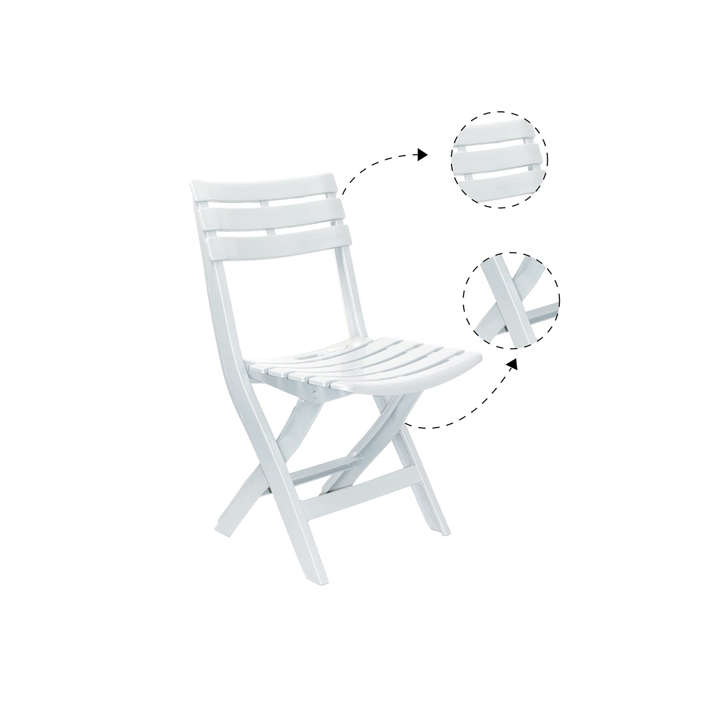 Esqube Adults Folding Chair Patio Lawn Garden/Outdoor camping Chair White Color