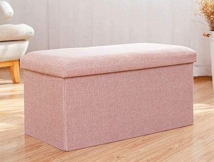 Folding Storage Ottoman Bench, 110L Oversized savings Storage Bench for Bedroom Hallway, Versatile Space-Saving Storage Box with Storage Chest Footrest Padded Seat （Pink）