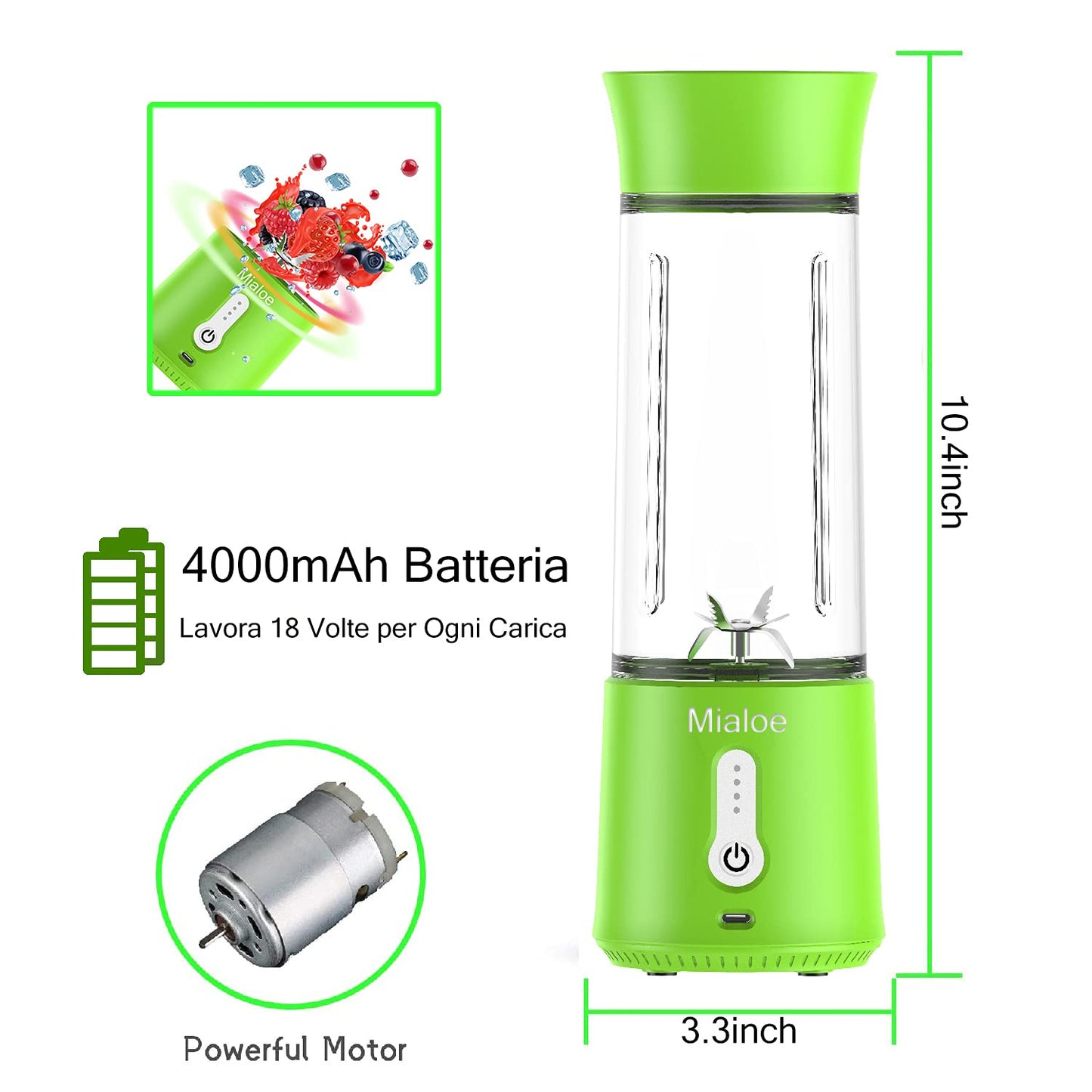 Portable 6 Blades in 3D Juicer Cup,Updated Version Rechargeable Juice Blender Magnetic Secure Switch Electric Fruit Mixer for Superb Mixing 380ml (blue), Large