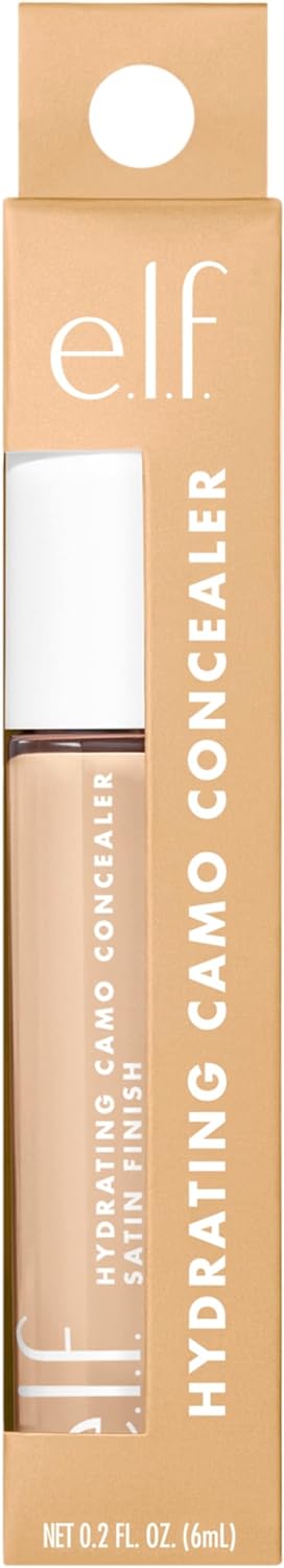 e.l.f, Hydrating Camo Concealer, Lightweight, Full Coverage, Long Lasting, Conceals, Corrects, Covers, Hydrates, Highlights, Medium Peach, Satin Finish, 25 Shades, All-Day Wear, 0.20 Fl Oz