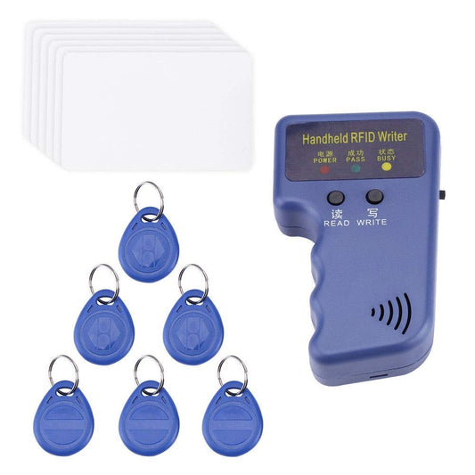 Rubik 125 KHz Handheld RFID ID Card Copier/Reader/Writer Duplicator Programmer with Writable 6pcs T5577 125khz ID Access Cards and 6pcs Keychains Tags