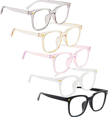 Sweet seven 5 Set Stylish Clear Lens Glasses Frames - Unisex Fashion Eyeglasses for Theme Parties, Cosplay, and Carnival