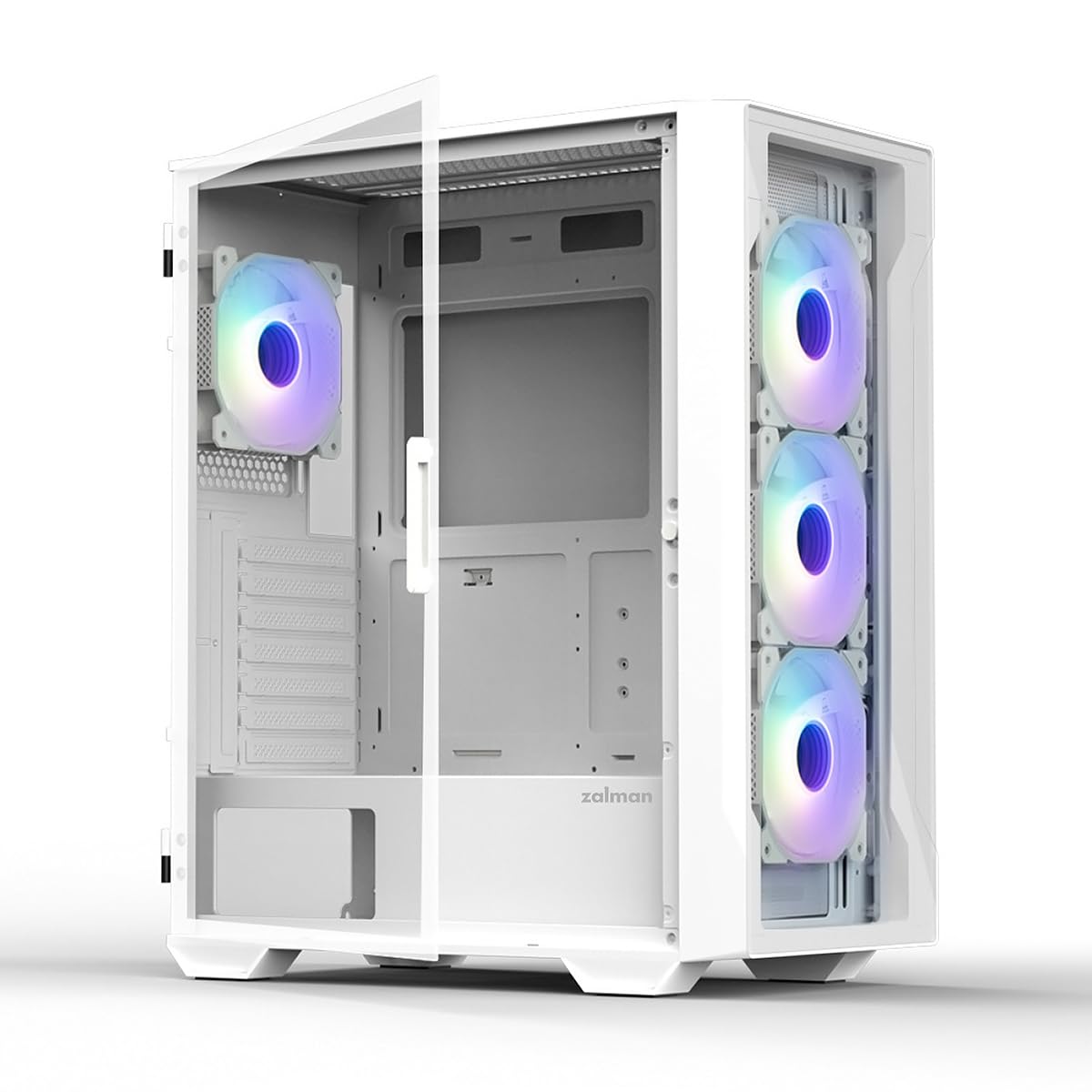 Zalman i3 NEO TG ATX Gaming PC Computer Case - 4 x 120mm Infinity Mirror ARGB Fans - ATX, mATX, Mini-ITX, Tempered Glass Front & Side Panel, White