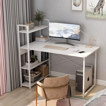 ZUIHAO 4 Tier Study Table with Bookshelf for Home Office,100 * 45cm Writing Desk Workstation,Beige