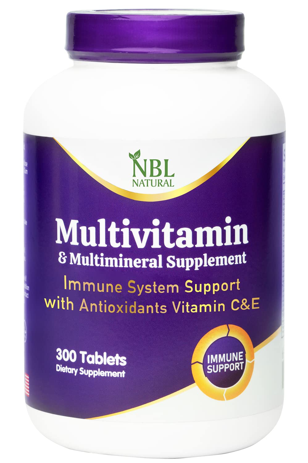 NBL NATURAL Adult Multivitamin for Women and Men, Daily Nutritional Support, 300 Tablets