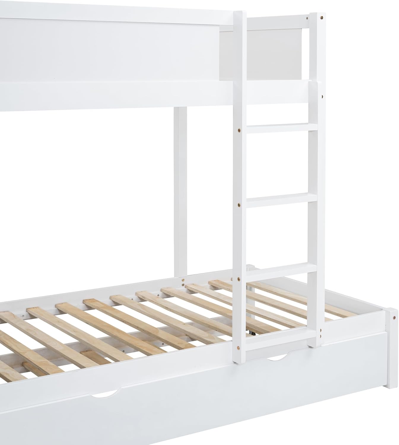 Ball & Cast Twin-Over-Twin Bunk Bed with Twin Size Trundle,Solid Wood Bedframe W/Desk & Drawers,USB,Space Saving,Easy Assembly,Multifunctional Bedroom Furniture Set for Boys Girls Teens,White