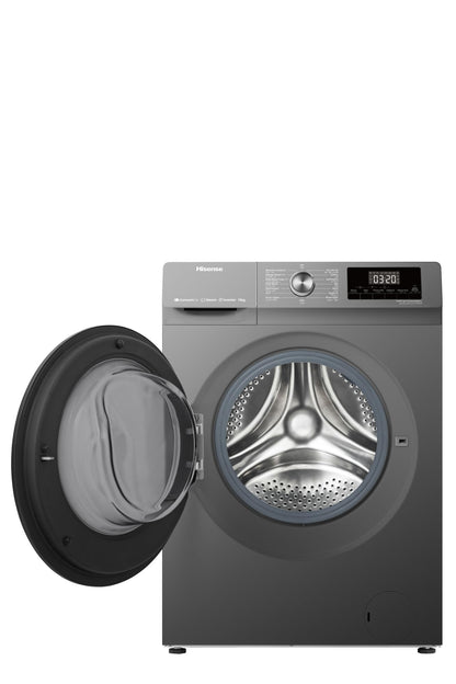 Hisense WFQA1014EVJMWT 10 Kg Front Load Washing Machine with Inverter Motor, Smart Wifi Connectivity, 1400 RPM, Titanium Grey, 1 Year Warranty