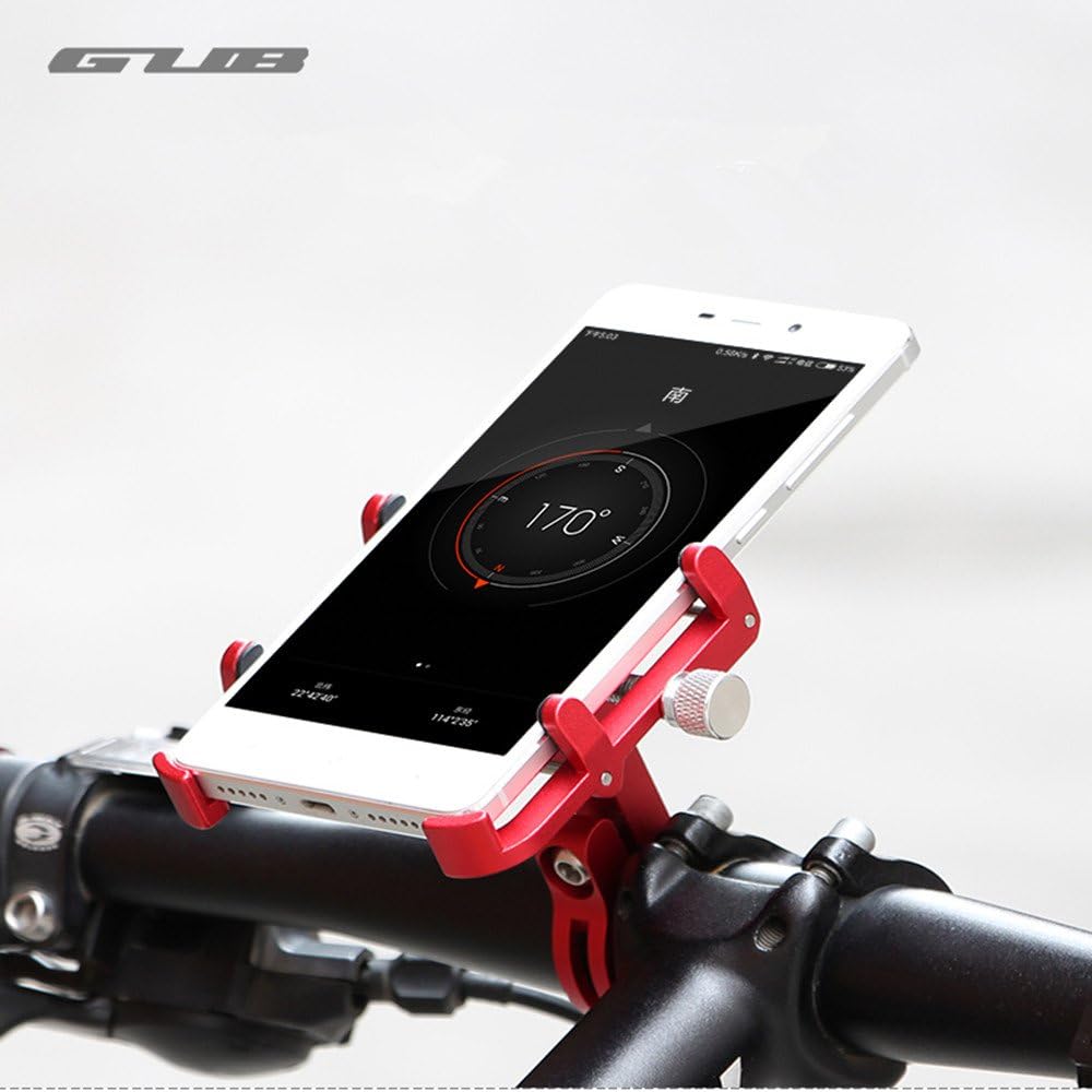 Gub Bicycle Phone Mount - Aluminum Bike Phone Mount Holder Universal Adjustable Handlebar Cell Phone Holder For iPhone X 5 6 7 8 Plus Samsung LG,Hold Phone Up To 3.5" Wide (PLUS6 BLACK)