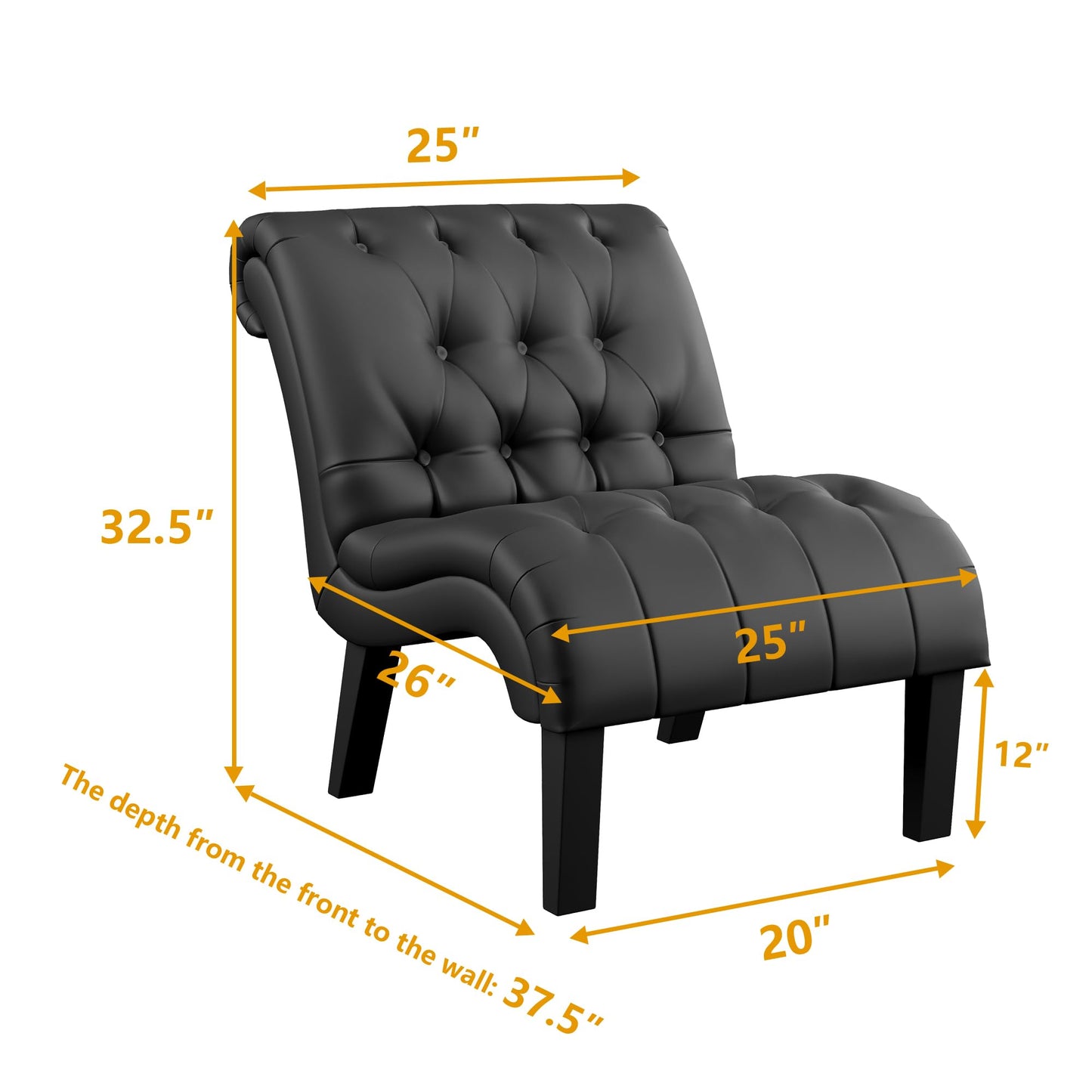 Yongqiang Accent Chair for Bedroom Modern Upholstered Living Room Chairs Armless Fabric Lounge Chair