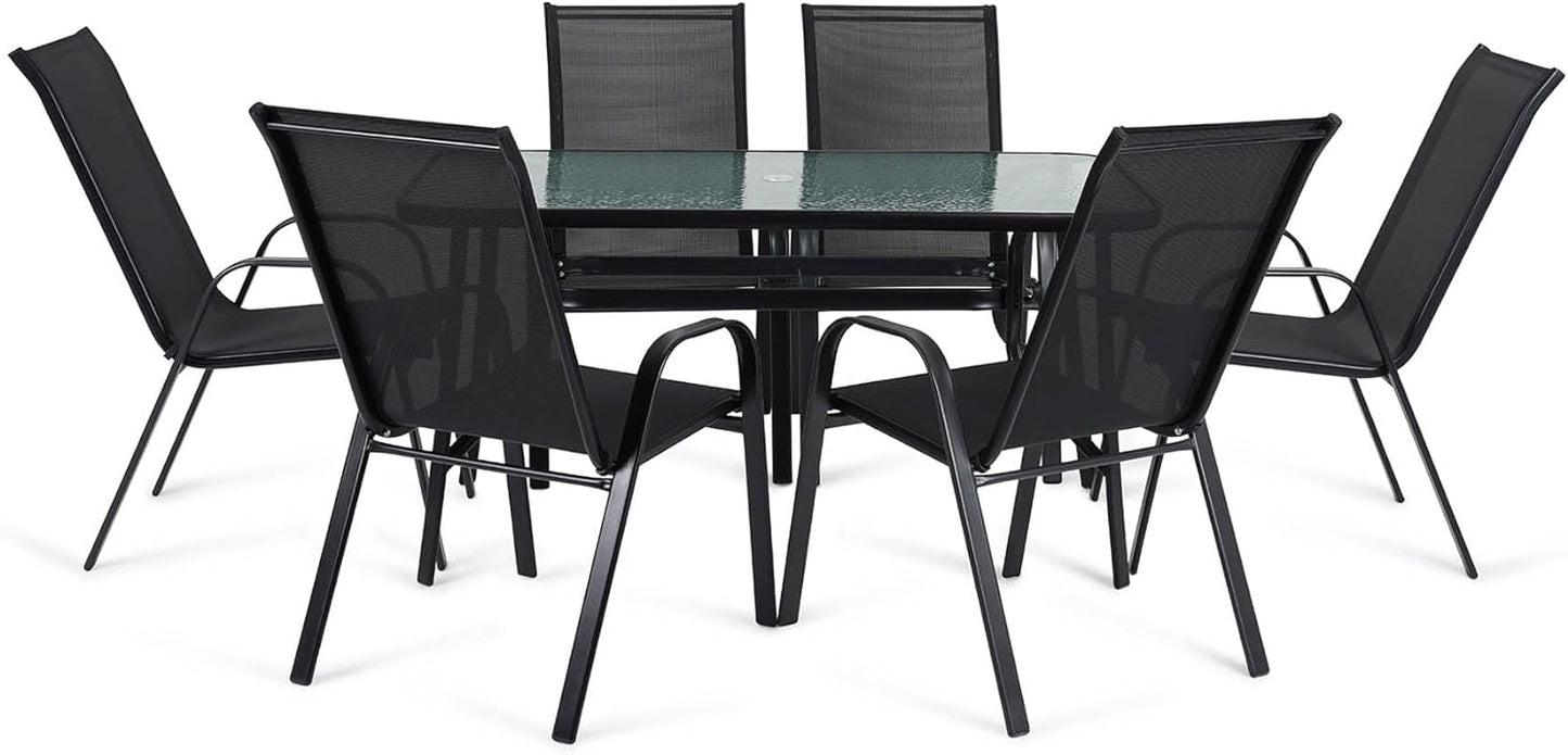 PAN Home Tiptop Garden Dining Set (1+6) GlassAndMetal