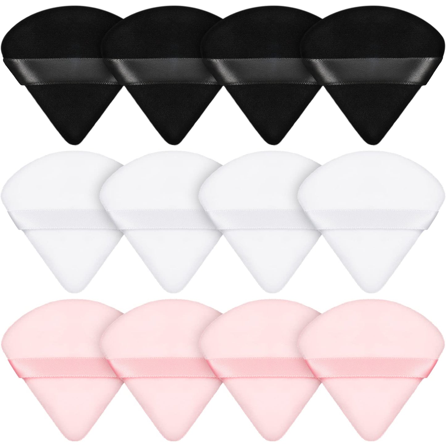 Maitys Powder Puff Face Triangle Makeup Puff for Loose Powder Soft Body Cosmetic Foundation Sponge Mineral Powder Wet Dry Makeup Tool (Black, White, Small) - 12 Count (Pack of 1)