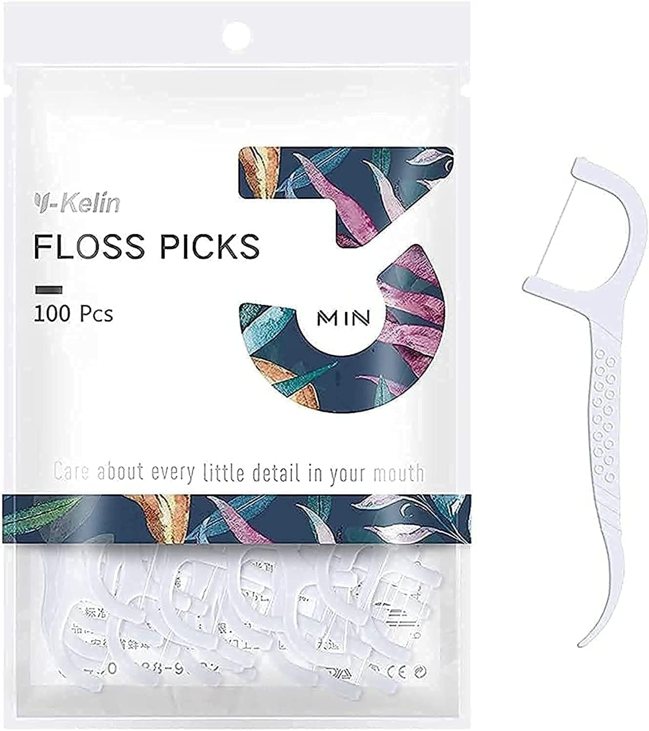 Y-Kelin Dental floss-100 pcs dental floss toothpick,teeth stick,tooth picks,floss picks,teeth cleaning (100 picks)