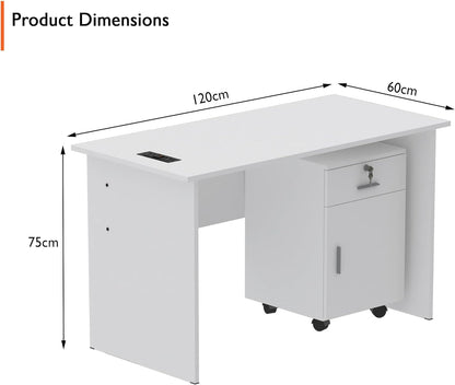 Mahmayi Writing Desk, MP1 160x80 Modern Wood Writing Table with Mobile Drawers - Versatile Corner Desk, Stylish and Functional Home Office Furniture - Oak (160cm With Drawer)