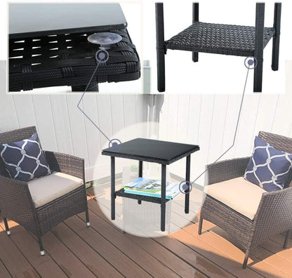 Wicker Patio Furniture 3 Piece Patio Set Chairs Bistro Set Outdoor Rattan Conversation Sets with Garden Outdoor Furniture Sets,Black