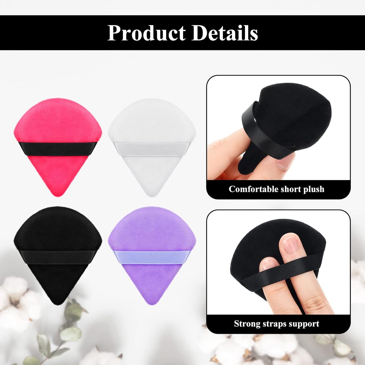 Maitys Powder Puff Face Triangle Makeup Puff for Loose Powder Soft Body Cosmetic Foundation Sponge Mineral Powder Wet Dry Makeup Tool (Black, White, Small) - 12 Count (Pack of 1)