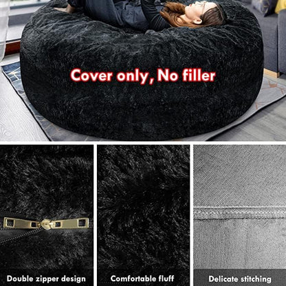 LIMOS Bean Bag Chair Cover(Cover Only,No Filler),Oversized Soft Fluffy PV Velvet Sofa Bed Cover, Soft And Comfortable Lazy Sofa Bed Cover (150cm x 75 cm, dark grey)