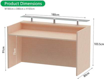 Mahmayi REC-2 Designer Reception Desk For Office Space, Front Office Desk (White-Coco Bolo)