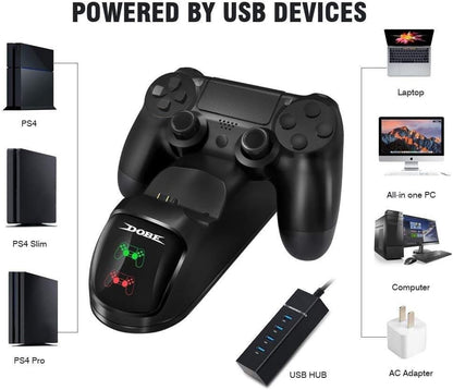 DOBE PS4 Controller Charger, Dual Shock 4 Controller Charging Docking Station with LED Light Indicators and bottom light for PS4/PS4 Slim/PS4 Pro Controller