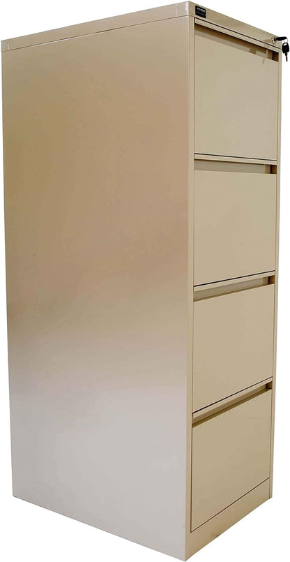 Mahmayi Godrej OEM 4 Drawer File Cabinet, Steel Construction, Includes Lock with 2 Keys, Fastener Free Assembly, Legal Size Filing Storage for Office Documents- Beige