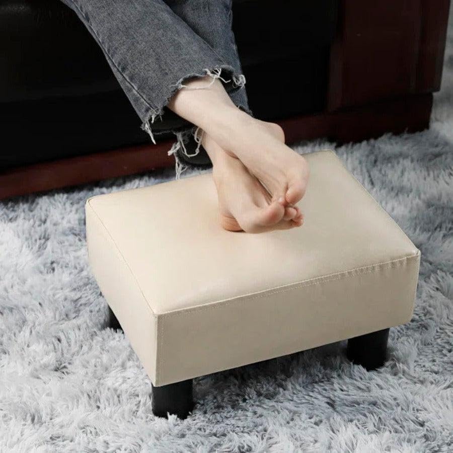 Wooden Twist Puffy Ottoman Stool for Living Room (Beige)