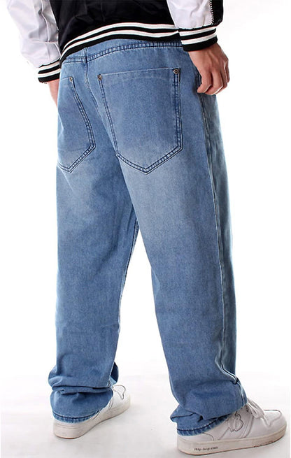 EnllerviiD Men's Relaxed Fit Classic Jeans - Loose Fashion Baggy Comfort Plain Hip Hop Denim Pants