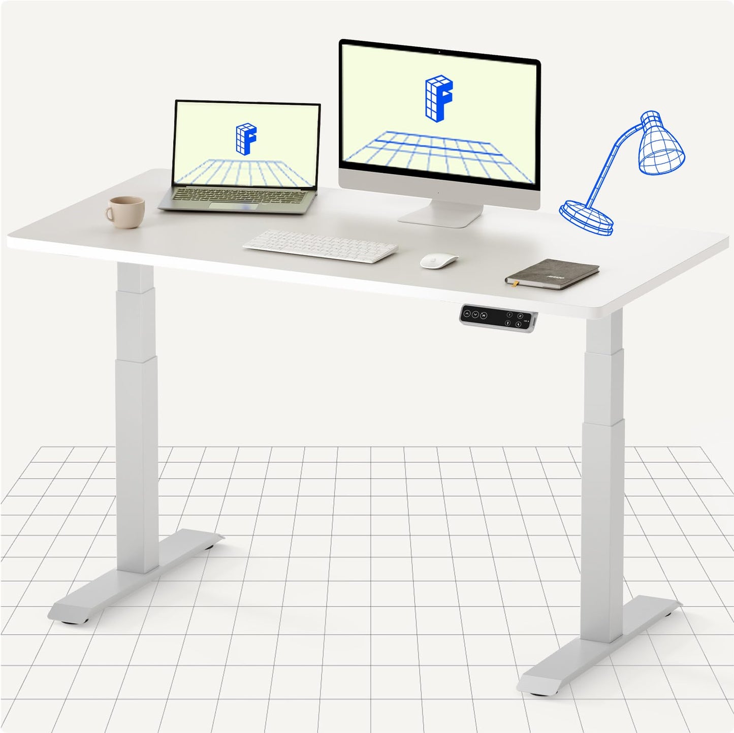 FLEXISPOT Electric Standing Desk E7, Height Adjustable Desk with Whole-Piece Bamboo Board and Dual Motor 3 Stages, 48x24 Inch, 4 Presets, Large Load Capacity Stand Up Desk Workstation Home Office