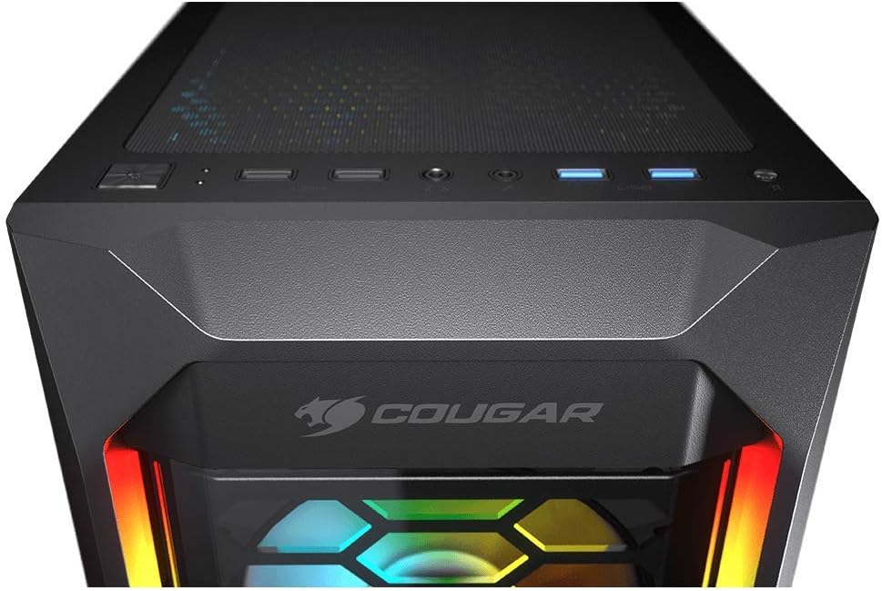 Cougar Mx410 Mesh-G RGB Powerful Airflow And Compact Mid-Tower Case With Tempered Glass, Dual RGB Strips And 4 X RGB Fans