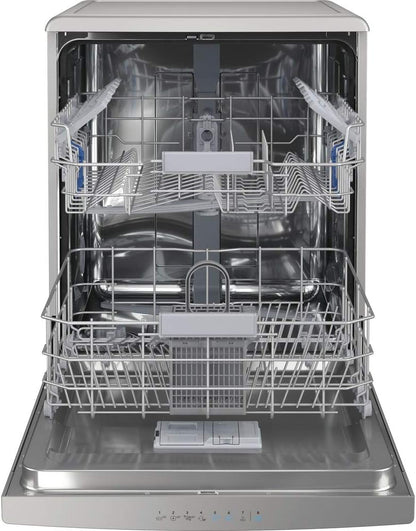 Indesit Dishwasher Freestanding Full Size 14 Place Settings, 8 Programs Delay Timer, Extra-Hot 72°c Rinse.Designed for Smaller loads -Made in Poland, Inox colour DFO-3C23XUK