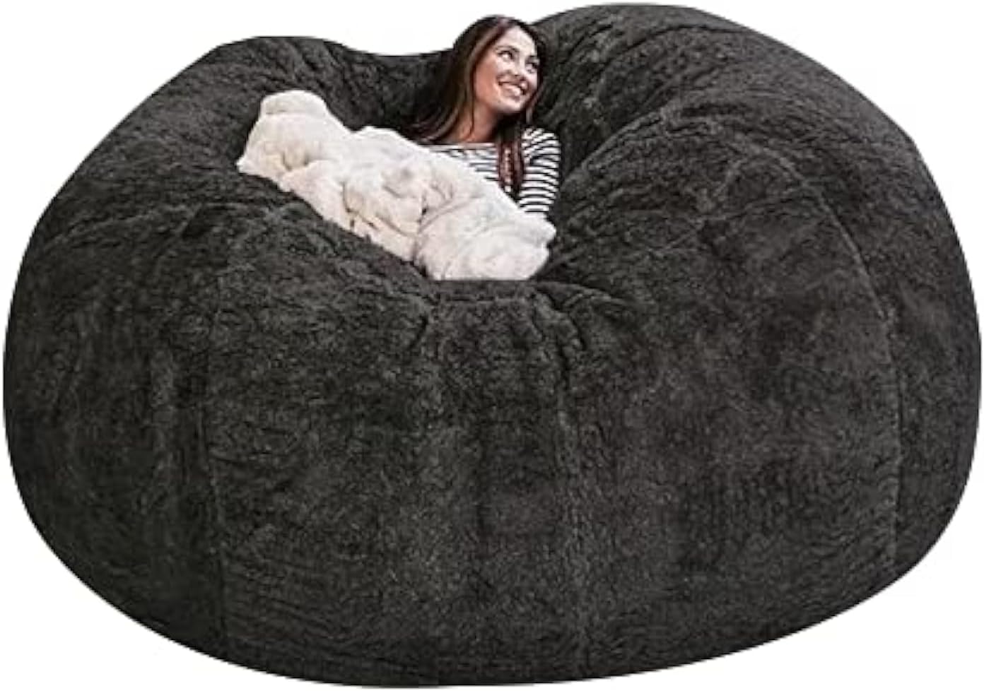 EKWQ Bean Bag,Big Huge Giant Bean Bag Chair for Adults, (No Filler) Bean Bag Chair for Adults Kids Comfy Fluffy Giant Round Beanbag Lazy Sofa Cover- Machine Washable Covers, Double Stitched Seams