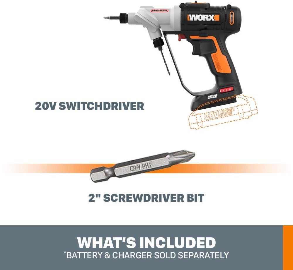 Worx WX176L.9 20V Power Share Switchdriver 2-in-1 Cordless Drill & Driver (Tool Only)