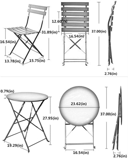 Grand patio Premium Steel Patio Bistro Set, Folding Outdoor Patio Furniture Sets, 3 Piece Patio Set of Foldable Patio Table and Chairs, Pea Green