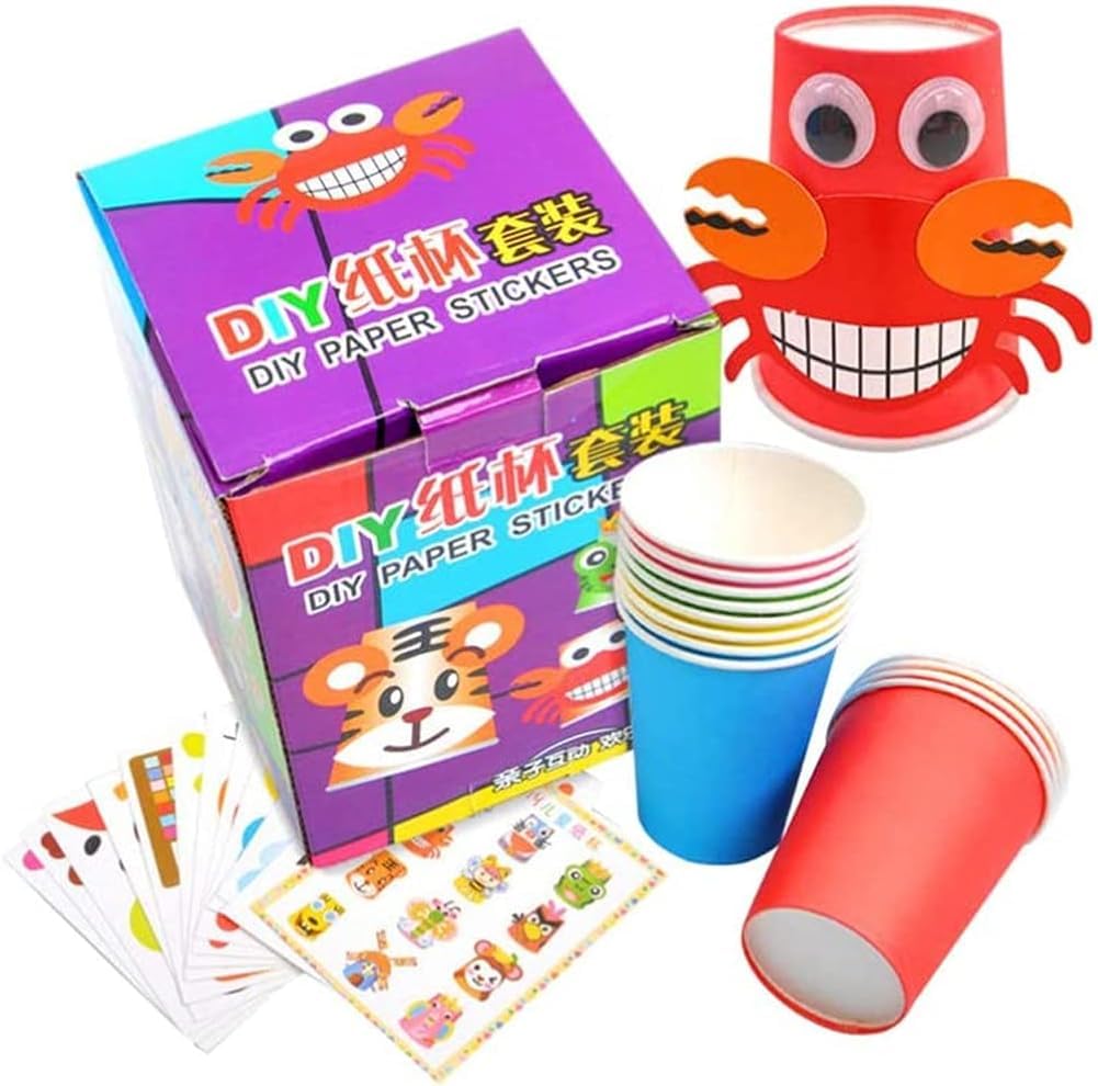 Mumoo Bear Toddler Paper Craft Art Kit Diy Handmade Paper Cups 12Pcs Preschool Crafts For Kids Boys Girls, Toy