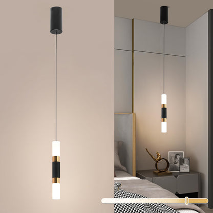 YT YATAI LIGHTING LED Pendant Light Ceiling 3 Heads,Dining Room Table Pendant Light,Black Gold Modern Cylinder Shape Pendant Lamp,Adjustable Color Temperature Acrylic Hanging Light(18W,3-Lights)