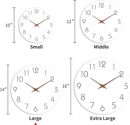 Mosewa Wall Clock 12 Inch Silent Non Ticking Wood Wall Clocks Battery Operated - Wooden White Modern Office Simple Minimalist Clock Decorative for Kitchen,Home,Bathroom,Living Room(12" White)