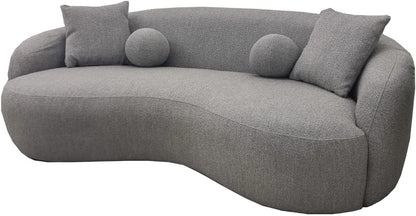 Wooden Twist Wave Boucle Fabric Modern 3 Seater Sectional Sofa Perfect Addition to Any Contemporary Living Space, Enhancing The Overall Aesthetics Plush Cushions Provide Superior Comfort for Lounging