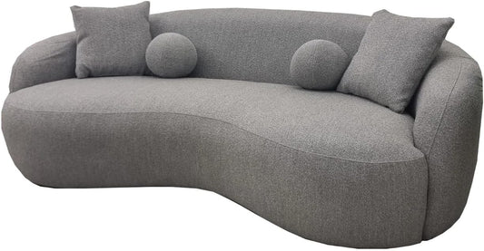Wooden Twist Wave Boucle Fabric Modern 3 Seater Sectional Sofa Perfect Addition to Any Contemporary Living Space, Enhancing The Overall Aesthetics Plush Cushions Provide Superior Comfort for Lounging