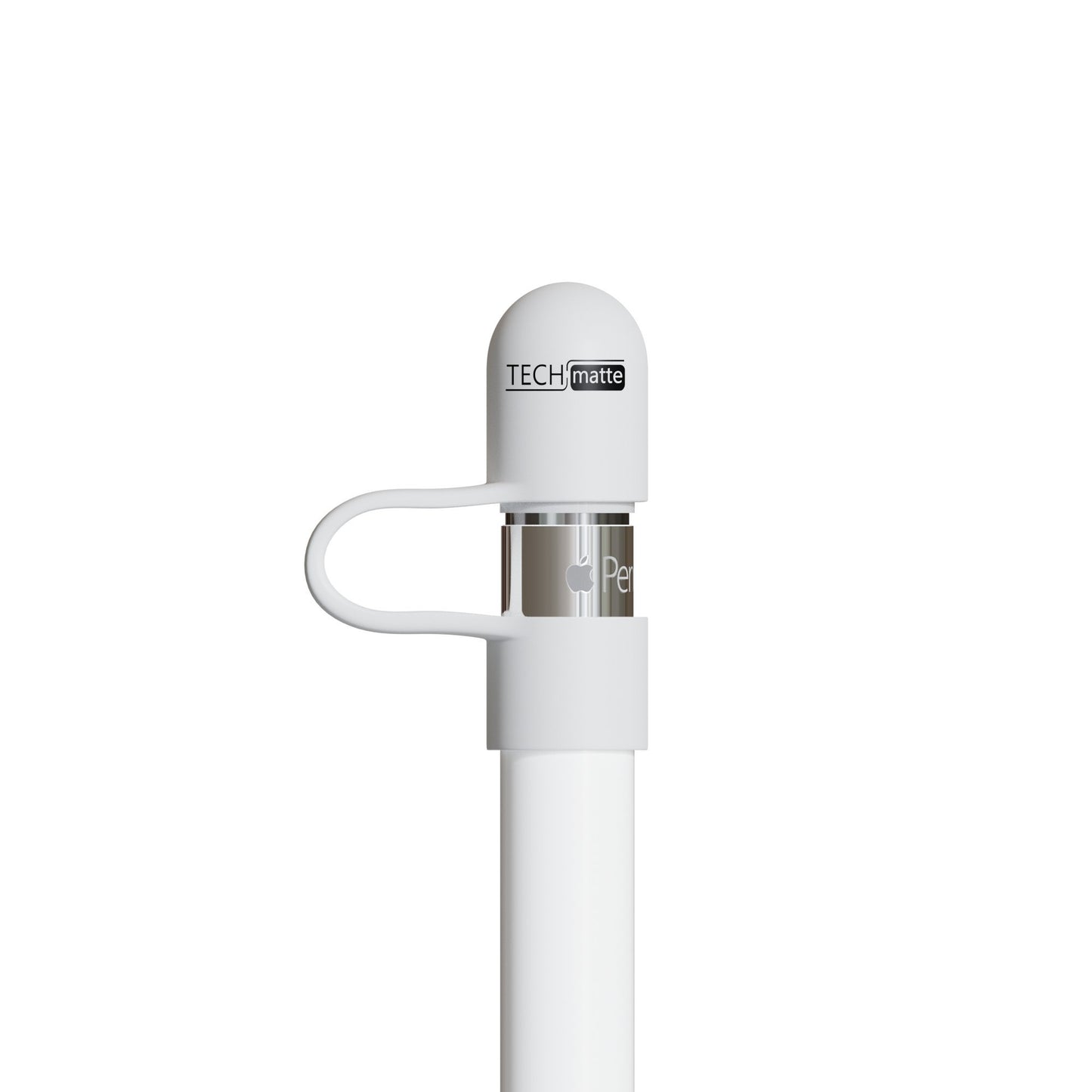 TechMatte Magnetic Replacement Cap and Holder for Apple Pencil (2 Pack, White)