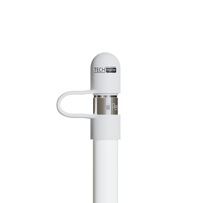 TechMatte Magnetic Replacement Cap and Holder for Apple Pencil (2 Pack, White)